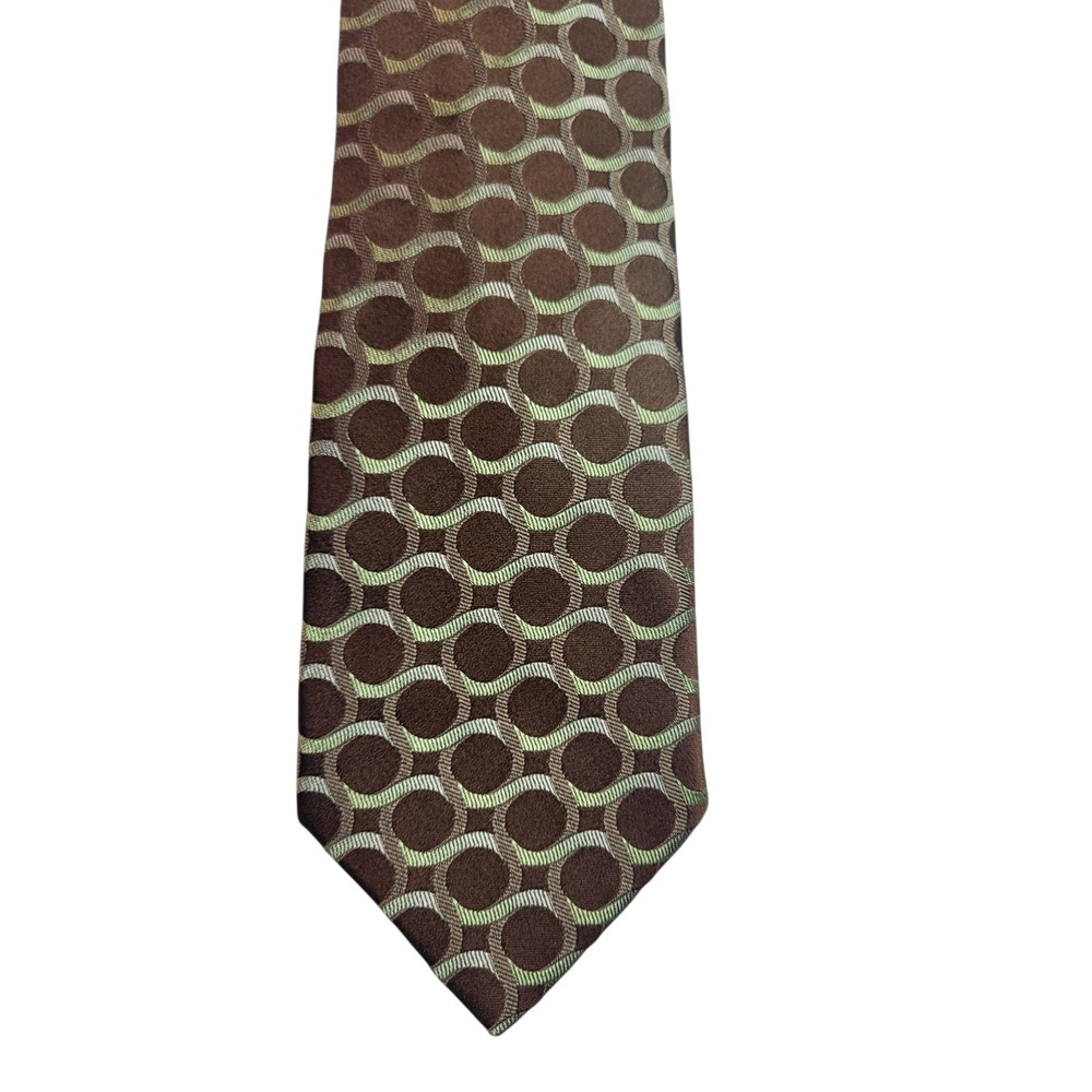 Murano Silk Necktie Brown Circle Pattern Business Career Formal
